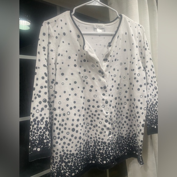 Christopher & Banks Sweaters - Christopher & Banks White and Black Polka Dot Cardigan